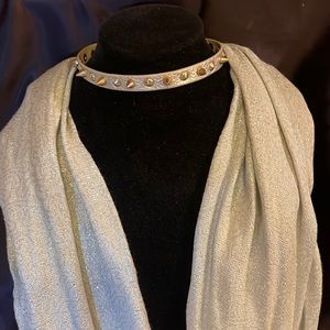 Silver studded neck choker adjustable snaps at neck brand new